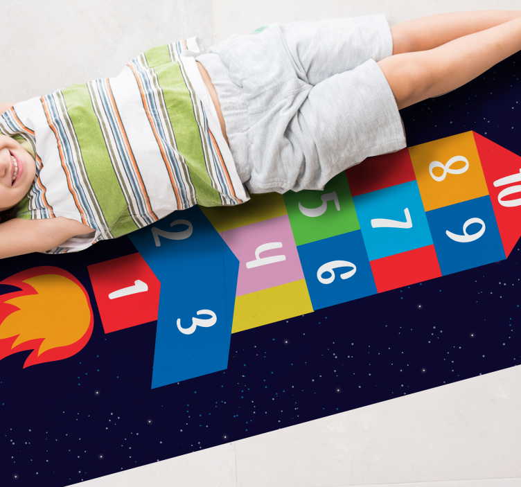 Tapis vinyle jeux marelle spatiale - TenStickers