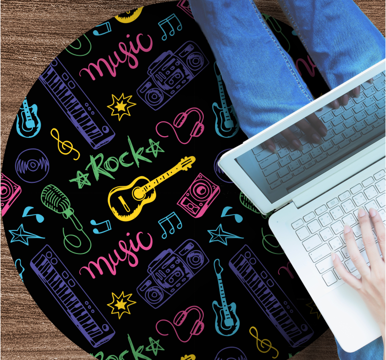 Tapis vinyle ado modèle d'icônes musicales - TenStickers