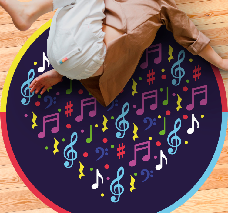 Tapis vinyle ado note de musique coeur - TenStickers