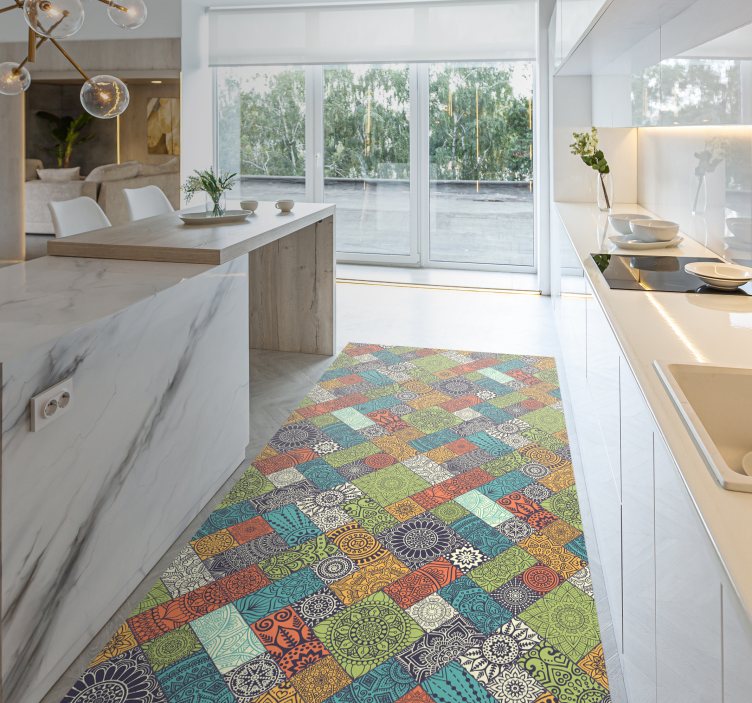 Tapis vinyle mandala chemin de patchwork de mandala - TenStickers