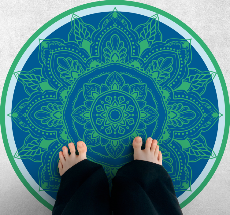 Tapis vinyle mandala composition florale élaborée - TenStickers