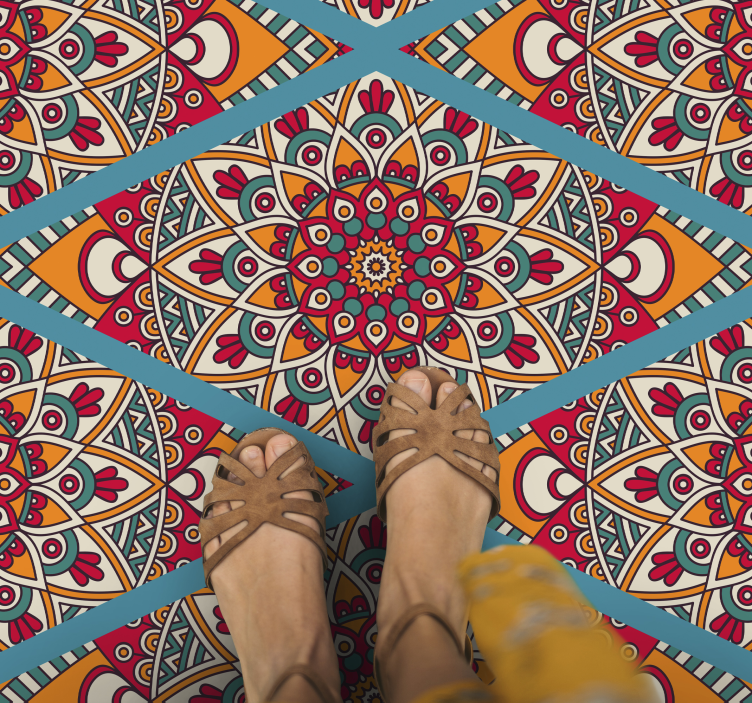 Tapis vinyle mandala concept coloré et vivant - TenStickers