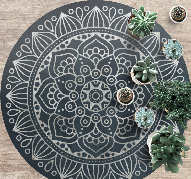 Tapis vinyle mandala concept gris complexe - TenStickers