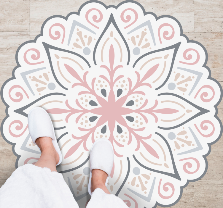 Tapis vinyle mandala élément floral gracieux - TenStickers