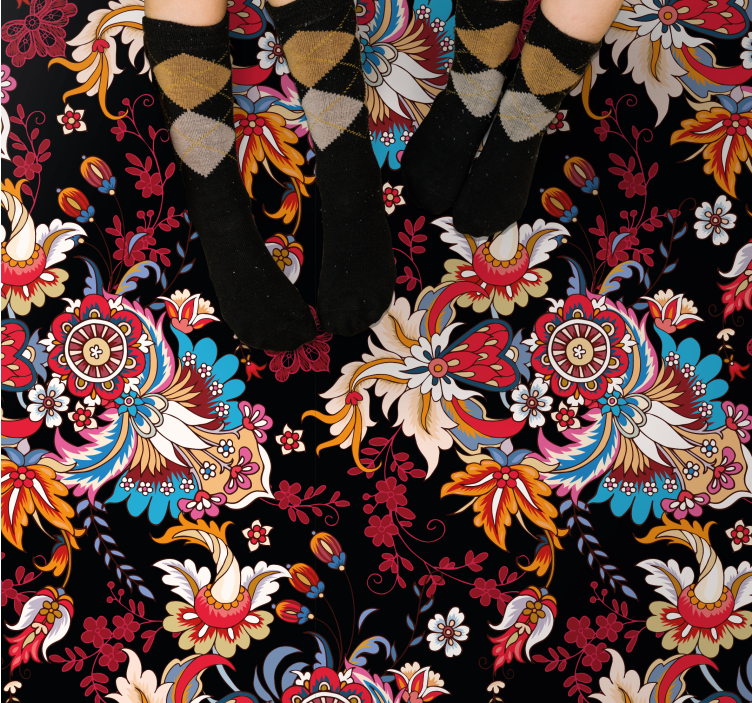 Tapis vinyle mandala inspiration botanique - TenStickers