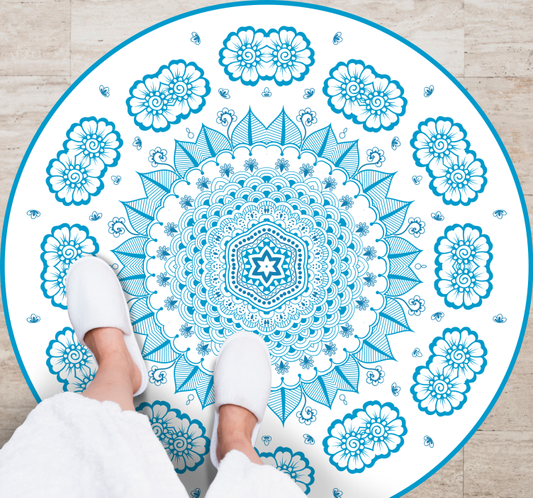 Tapis vinyle mandala inspiration florale complexe - TenStickers
