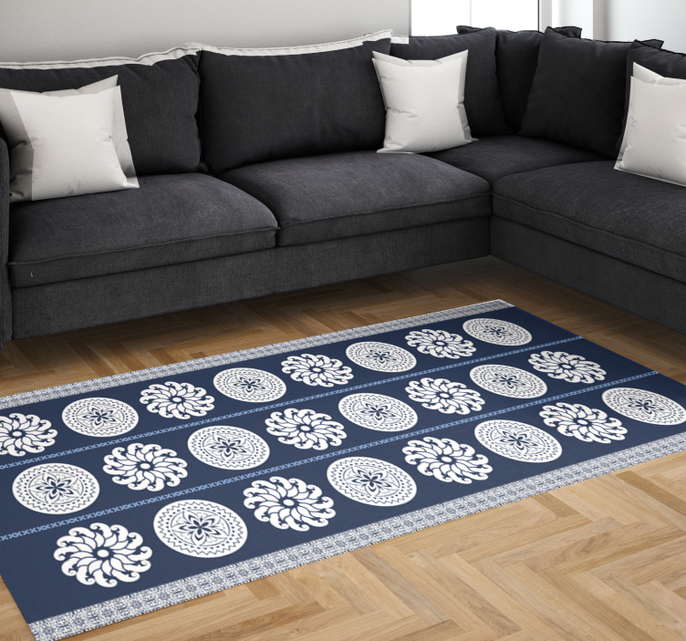 Tapis vinyle mandala motifs bleu marine - TenStickers