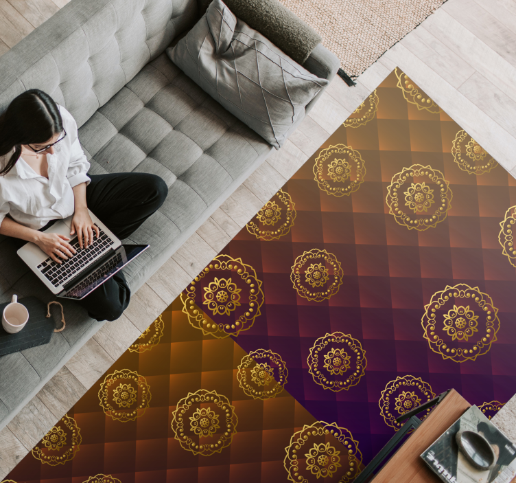 Tapis vinyle mandala superposition de motifs de mandala - TenStickers