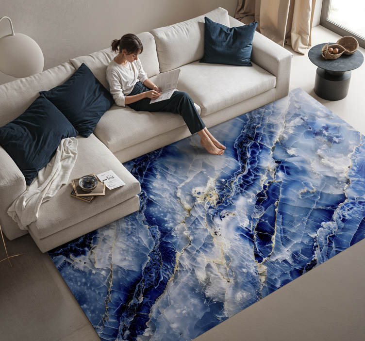 Tapis vinyle marbre bleu foncé - TenStickers