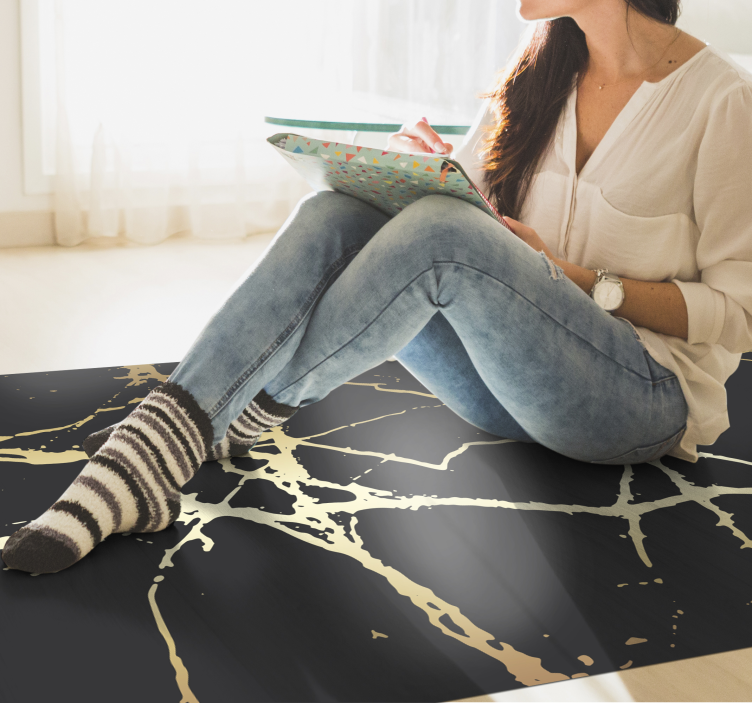 Tapis vinyle marbre élégantes rayures dorées - TenStickers