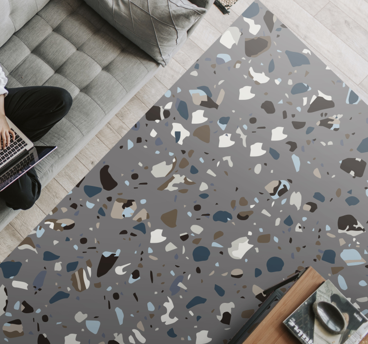 Tapis vinyle marbre mélange de galets de terrazzo - TenStickers