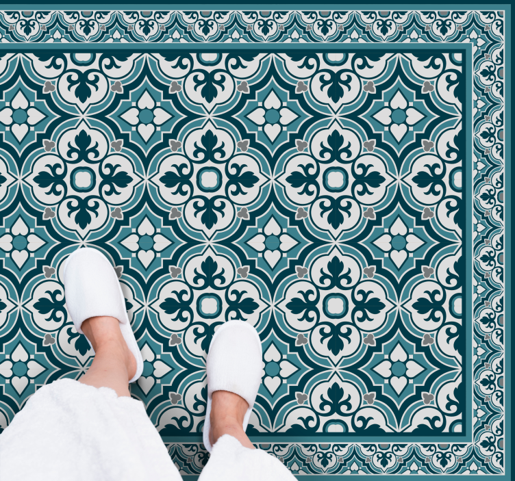 Tapis vinyle carreaux de ciment motif bleu élégant - TenStickers