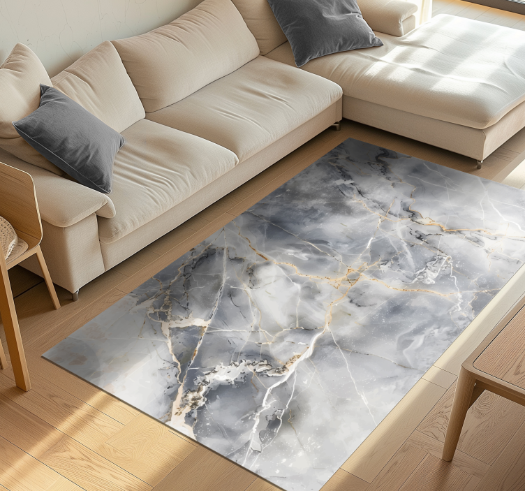 Tapis vinyle marbre nuance gris bleuâtre - TenStickers