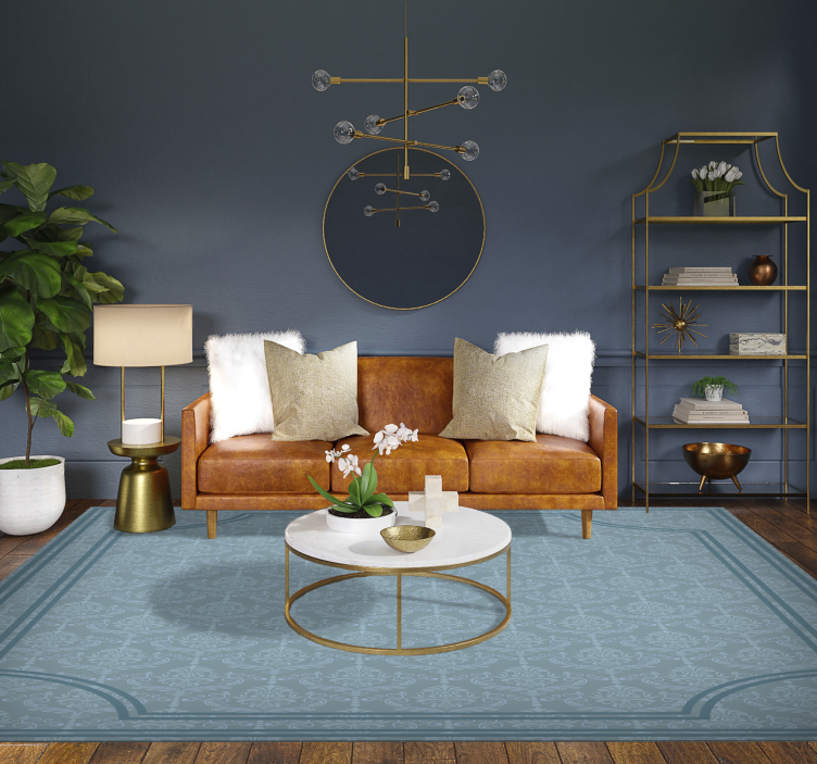 Tapis vinyle salle à manger baroque bleu doux - TenStickers