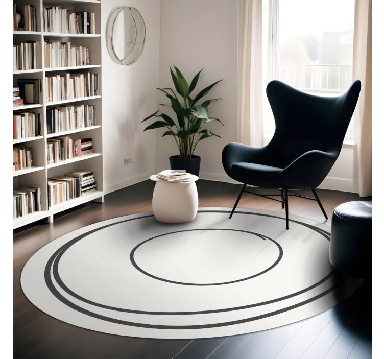 Tapis vinyle minimaliste motif lignes cercles roses - TenStickers