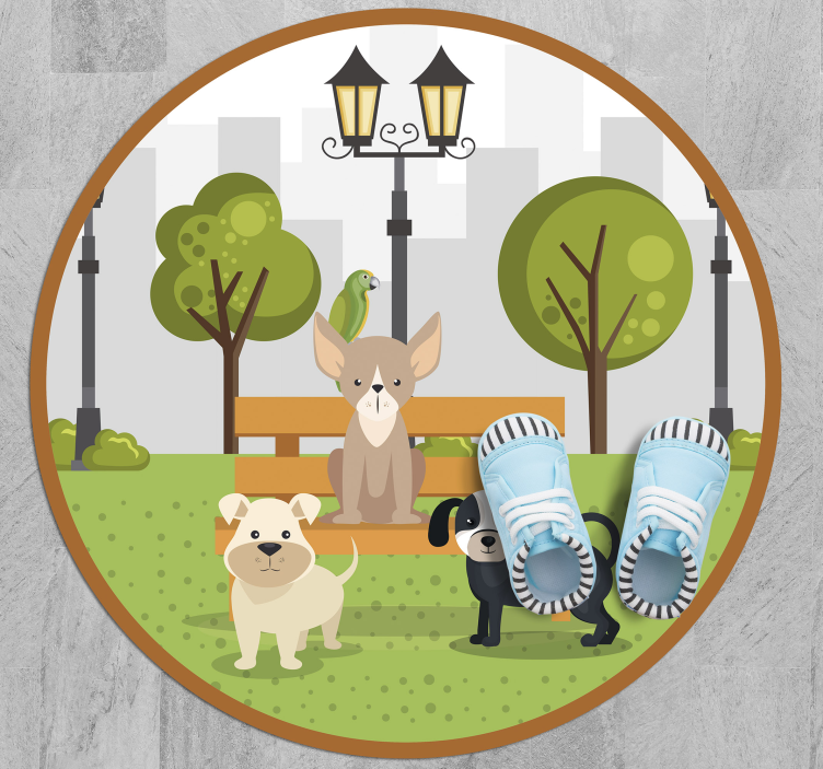 Tapis vinyle animal chiens dans le parc - TenStickers