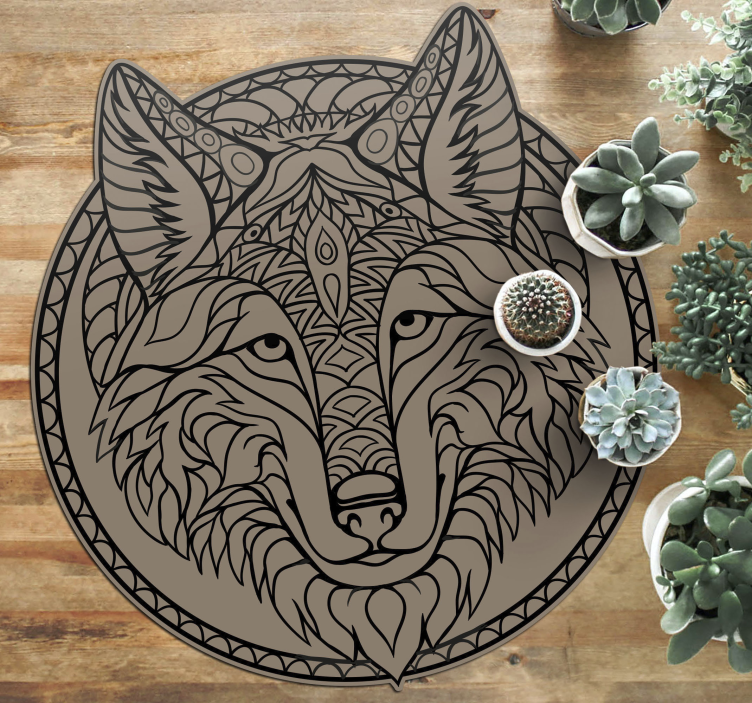 Tapis vinyle animal motif de loup brun - TenStickers
