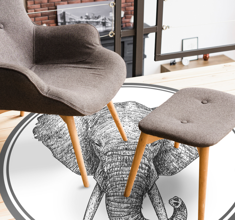 Tapis vinyle animal contour d'éléphant gris - TenStickers