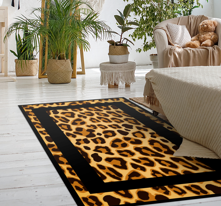 Tapis vinyle motif animal impression léopard rectangulaire - TenStickers