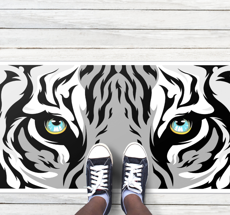Tapis vinyle motif animal graphique du regard du tigre - TenStickers