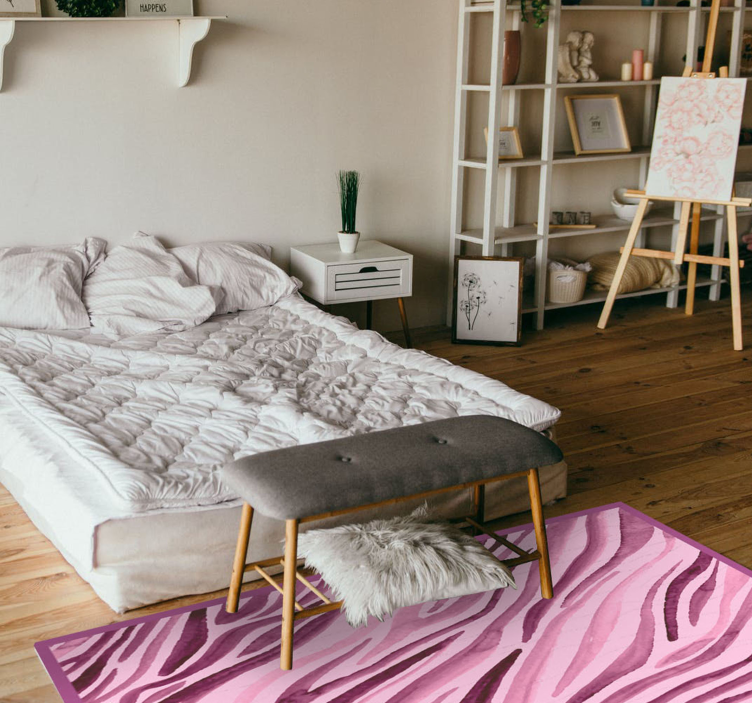 Tapis vinyle motif animal rayures zèbre roses - TenStickers