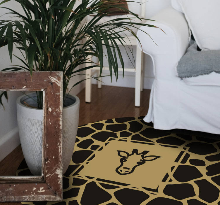 Tapis vinyle motif animal giraffe ronde décorative - TenStickers