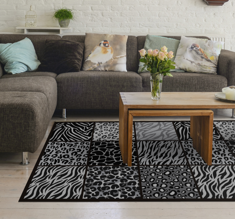 Tapis vinyle motif animal safari monochrome - TenStickers