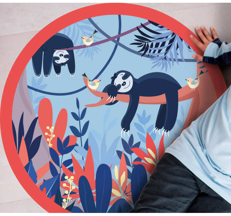 Tapis vinyle motif animal scène de jungle paresseuse - TenStickers