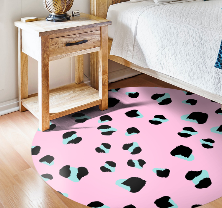 Tapis vinyle motif animal taches de léopard roses - TenStickers