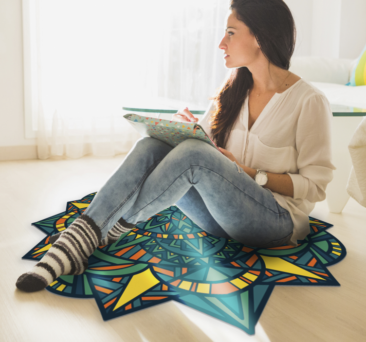 Tapis vinyle mandala oeuvre circulaire de mandala - TenStickers