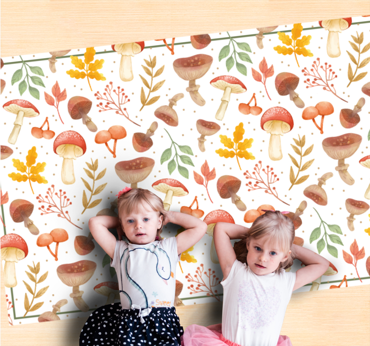 Tapis vinyle nature éléments de champignons colorés - TenStickers