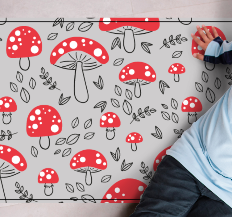 Tapis vinyle nature motif champignon rouge - TenStickers