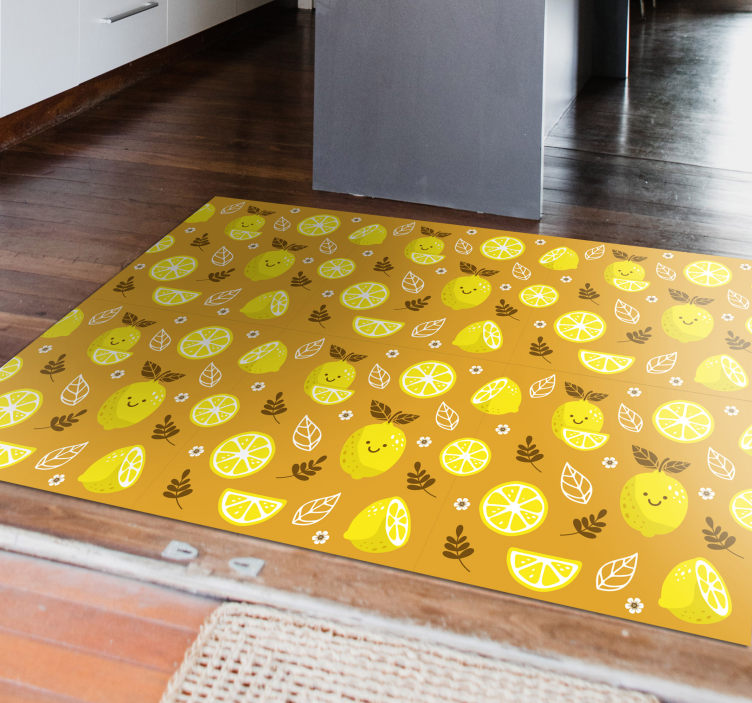 Tapis vinyle nature motif citron joyeux - TenStickers