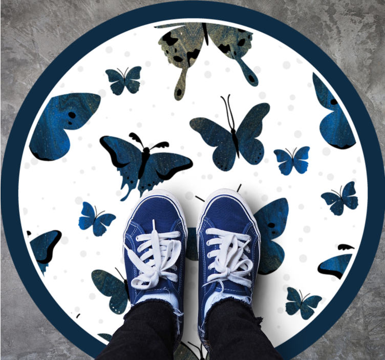 Tapis vinyle animal motif de papillons bleus - TenStickers