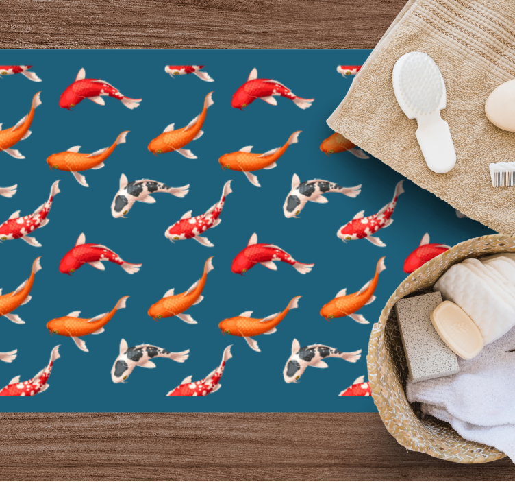 Tapis vinyle nature motif de poisson koi - TenStickers