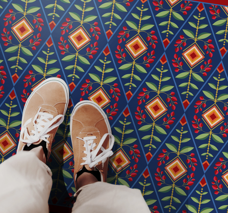 Tapis vinyle géométrique Éléments géométriques botaniques - TenStickers