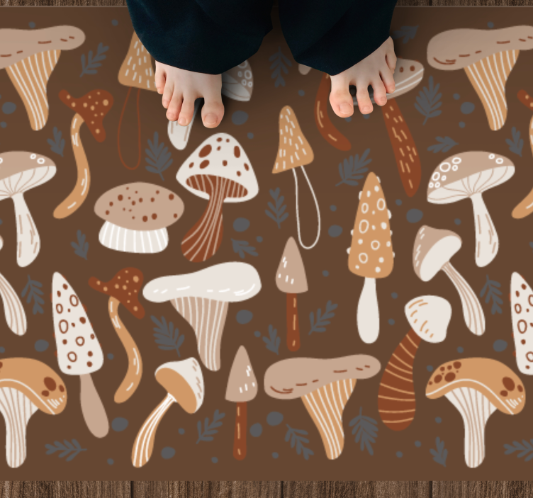 Tapis vinyle nature motifs champignons - TenStickers