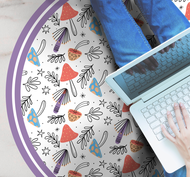 Tapis vinyle nature pousses de champignons colorés - TenStickers