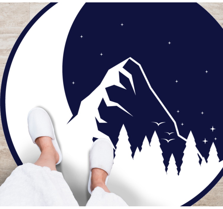 Tapis vinyle nature vue sur la montagne et la lune - TenStickers