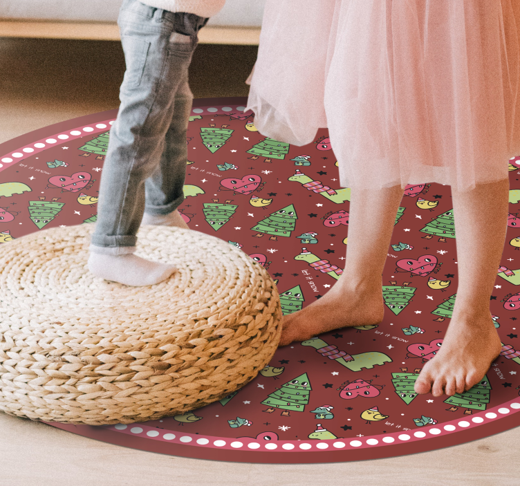 Tapis vinyle noël motif circulaire festif - TenStickers