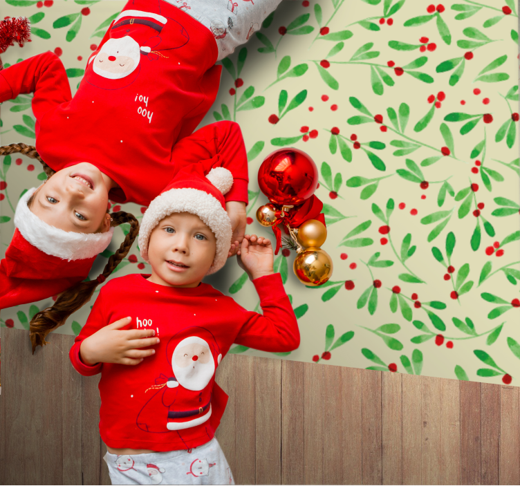 Tapis vinyle noël motif de baies de vacances - TenStickers