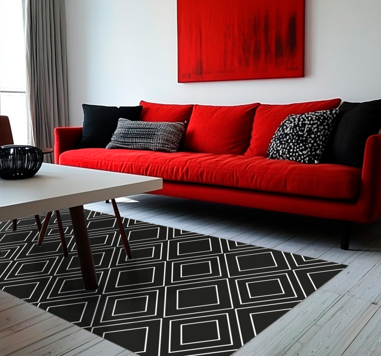 Tapis vinyle noir design lignes géométriques - TenStickers