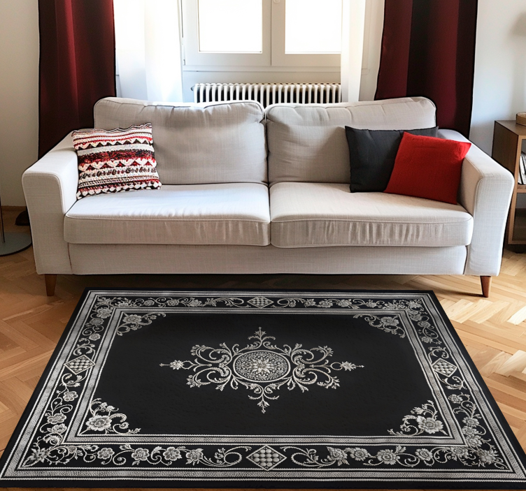 Tapis vinyle noir design oriental classique - TenStickers