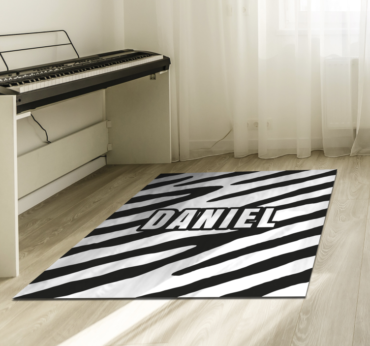 Tapis vinyle avec nom motif zèbre personnalisé - TenStickers
