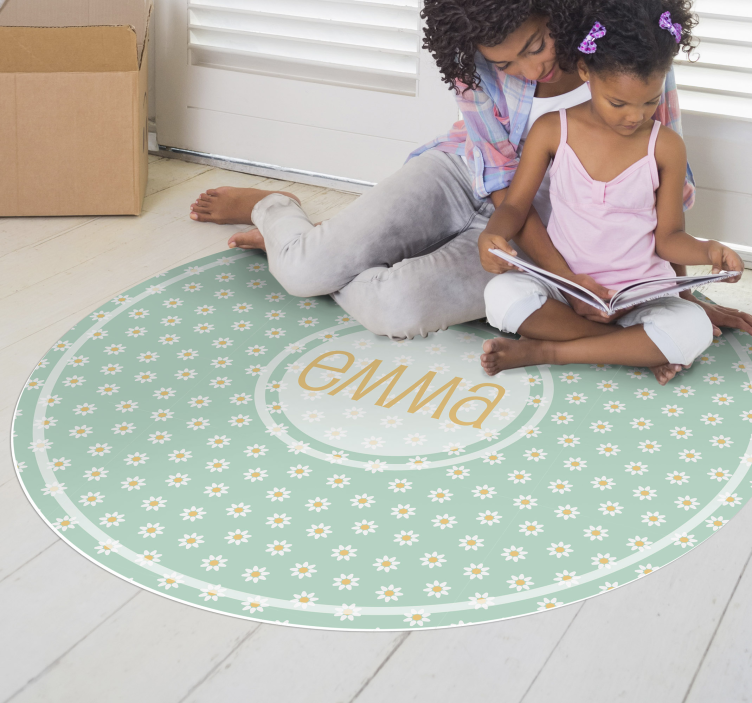 Tapis vinyle personnalisé cercle de marguerites sur mesure - TenStickers