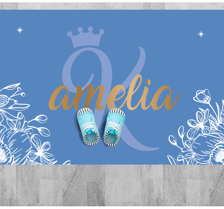 Tapis vinyle ado nom floral et initiale - TenStickers