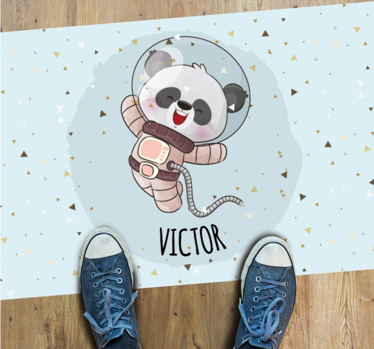 Tapis vinyle personnalisé mignon panda astronaute - TenStickers