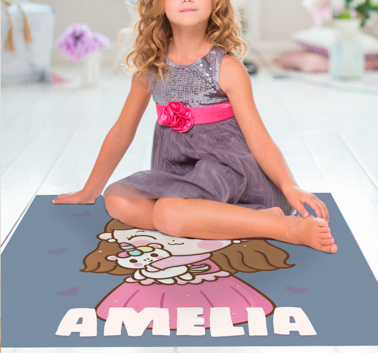 Tapis vinyle autres tapis princesse avec licorne nom - TenStickers