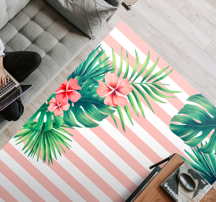 Tapis vinyle plantes bande de flore tropicale - TenStickers