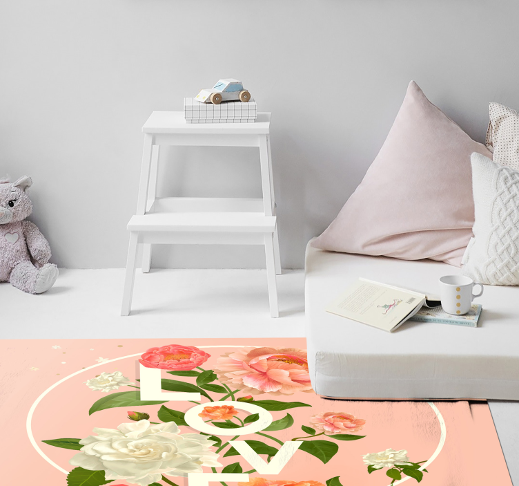 Tapis vinyle ado conception de fleurs d'amour - TenStickers